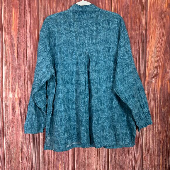 Focus Casual Life Blue Lagenlook Top Button Up Size Medium Oversized - Picture 2 of 6